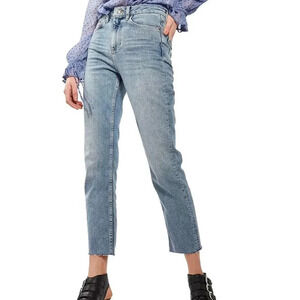 Topshop  Moto Raw Hem Straight Leg Jeans